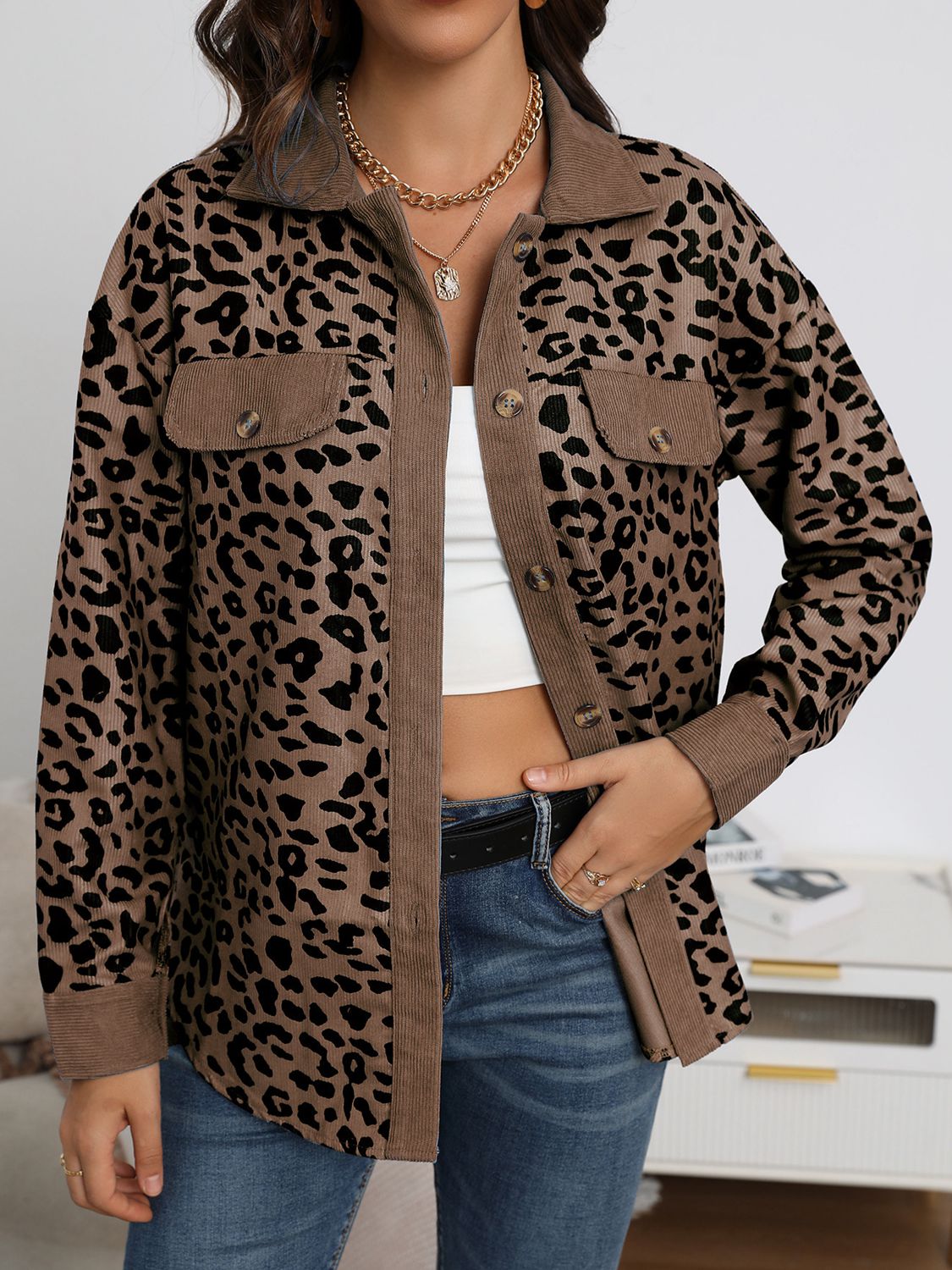 Leopard Buttoned Shacket Shirt Jacket choice of colors