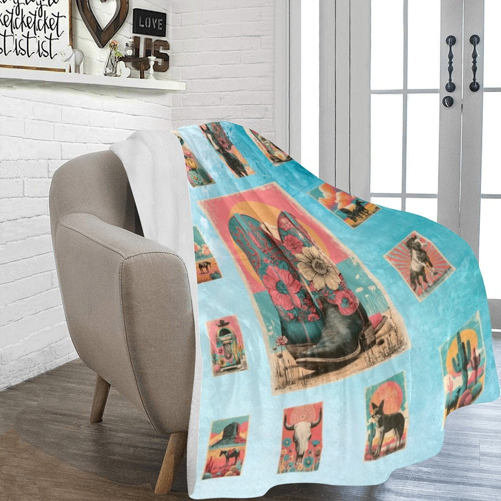Baha Ranch Country Kickers Blanket 60x80 Ultra-Soft Micro Fleece Made in America