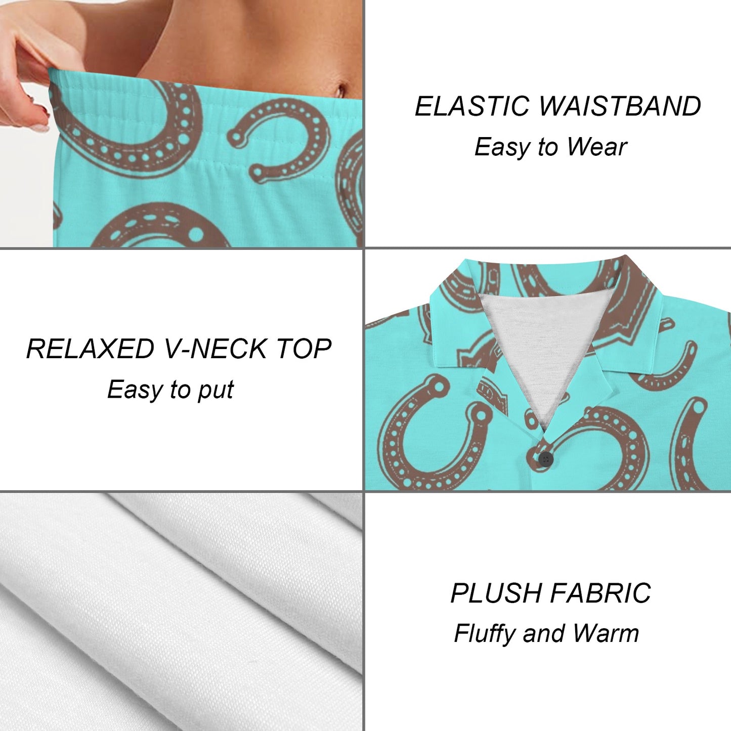 Baha Ranch Turquoise Horseshoe Women's Pajama Set Made in America