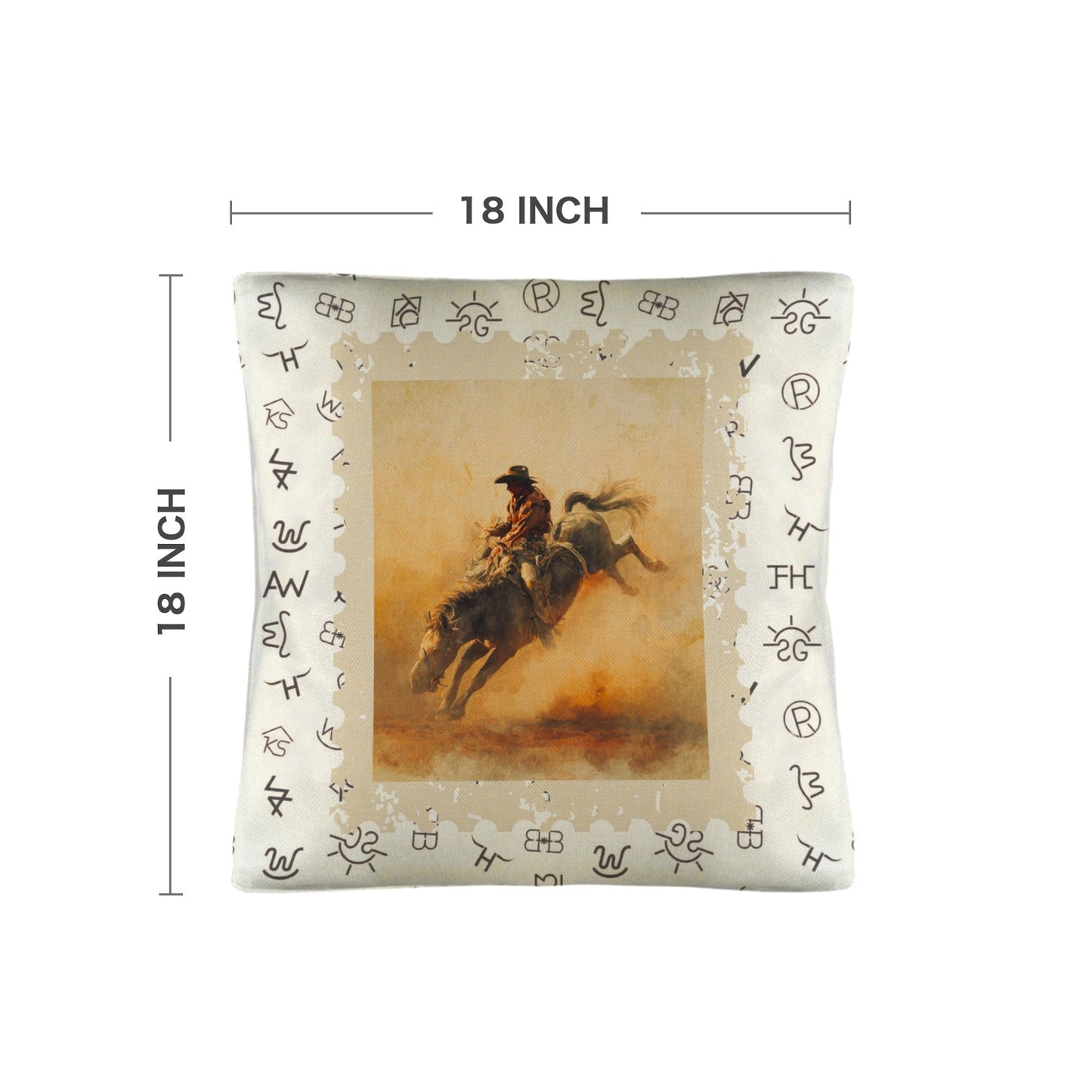 Baha Ranch Vintage Rodeo Stamp Throw Pillow Made in America