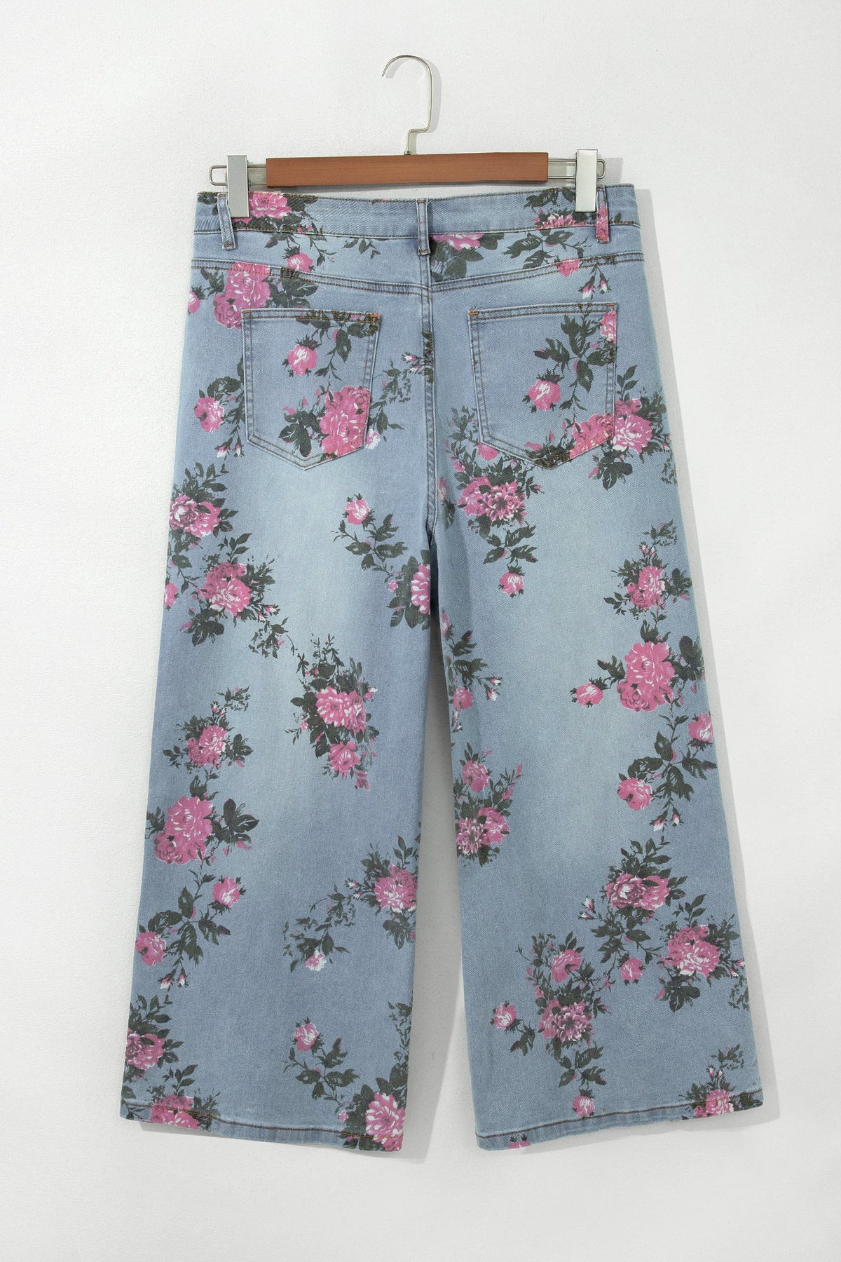 Plus Size Floral Ankle Length Loose Jeans