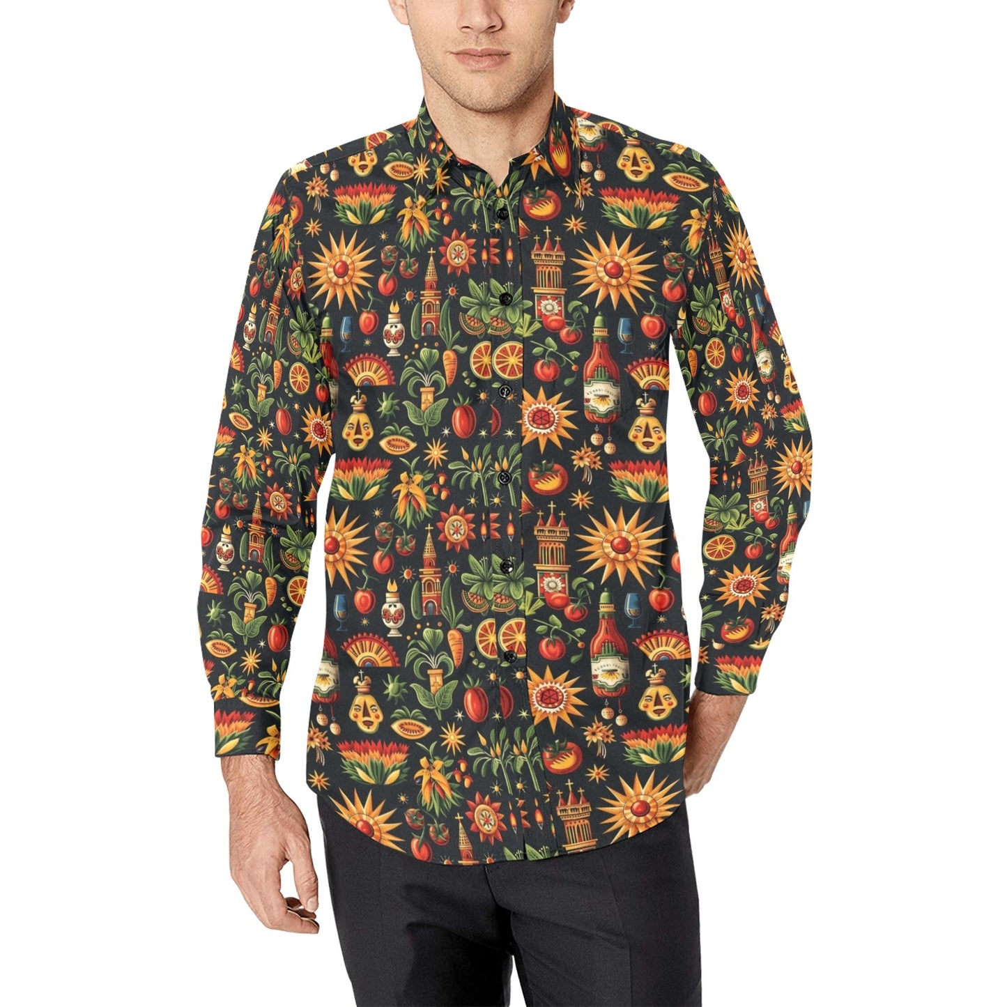 Colores De Mexico Culture Symbols Button Up Shirt
