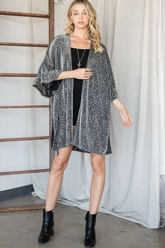 Metallic Leopard Print Kimono Duster Made in USA