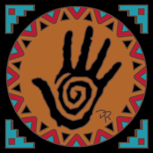 Healing Hand with Native American Border Tile