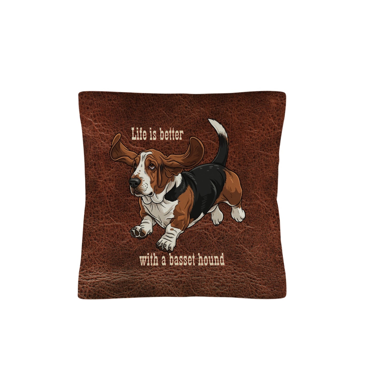 Baha Ranch Basset Hound Life is Better Throw Pillow Case Made in America