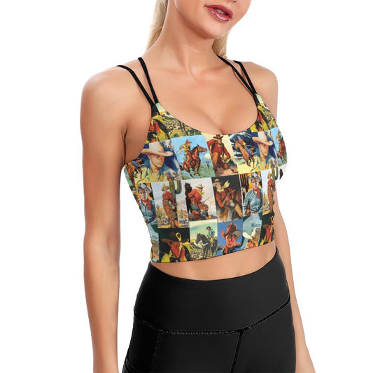 Cowboy Collage Western Crop Top