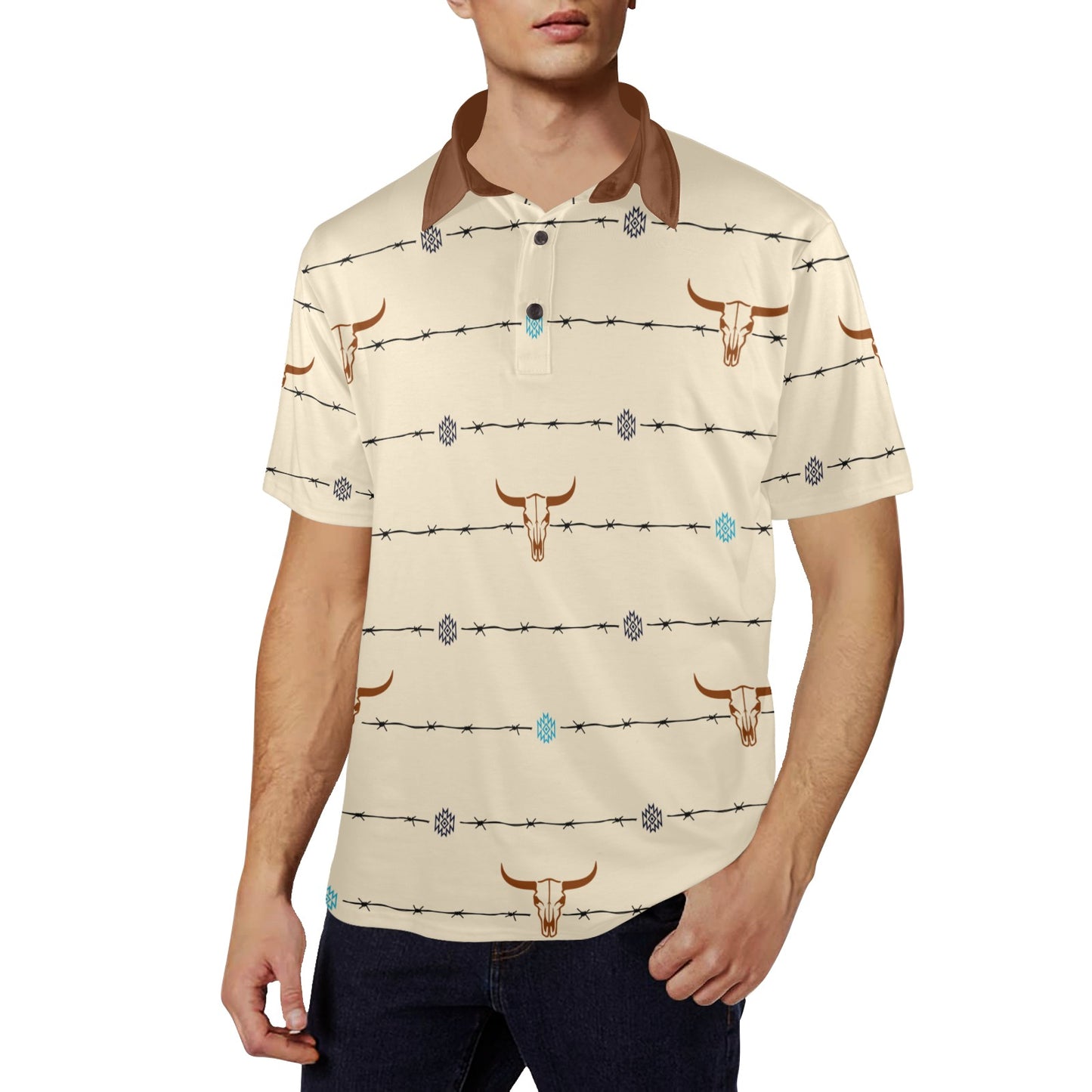 Baha Ranch Barbwire Aztec Polo Shirt