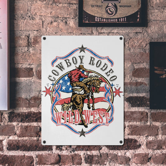 Cowboy Rodeo Metal Tin Sign 12"x16" (Made in USA)