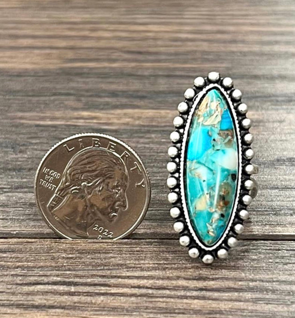 Cowgirl Lux Turquoise Faux Ring