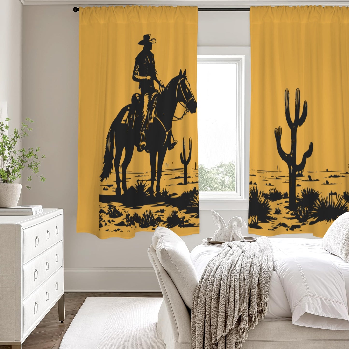 Desert Cowboy Window Curtain 52"x63" Made in America