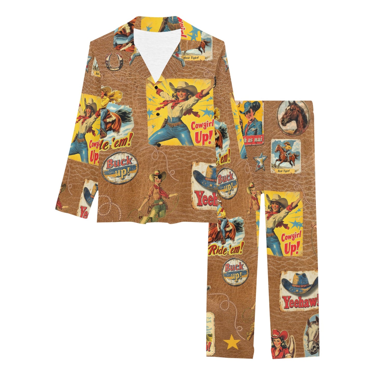 Vintage Cowgirl Collage Pajama Set