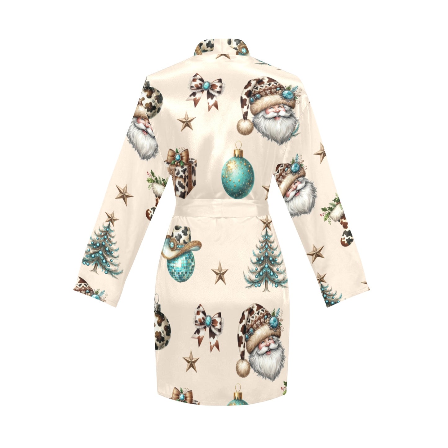 Baha Ranch Country Cow Print Christmas Western Cowgirl Satin Robe