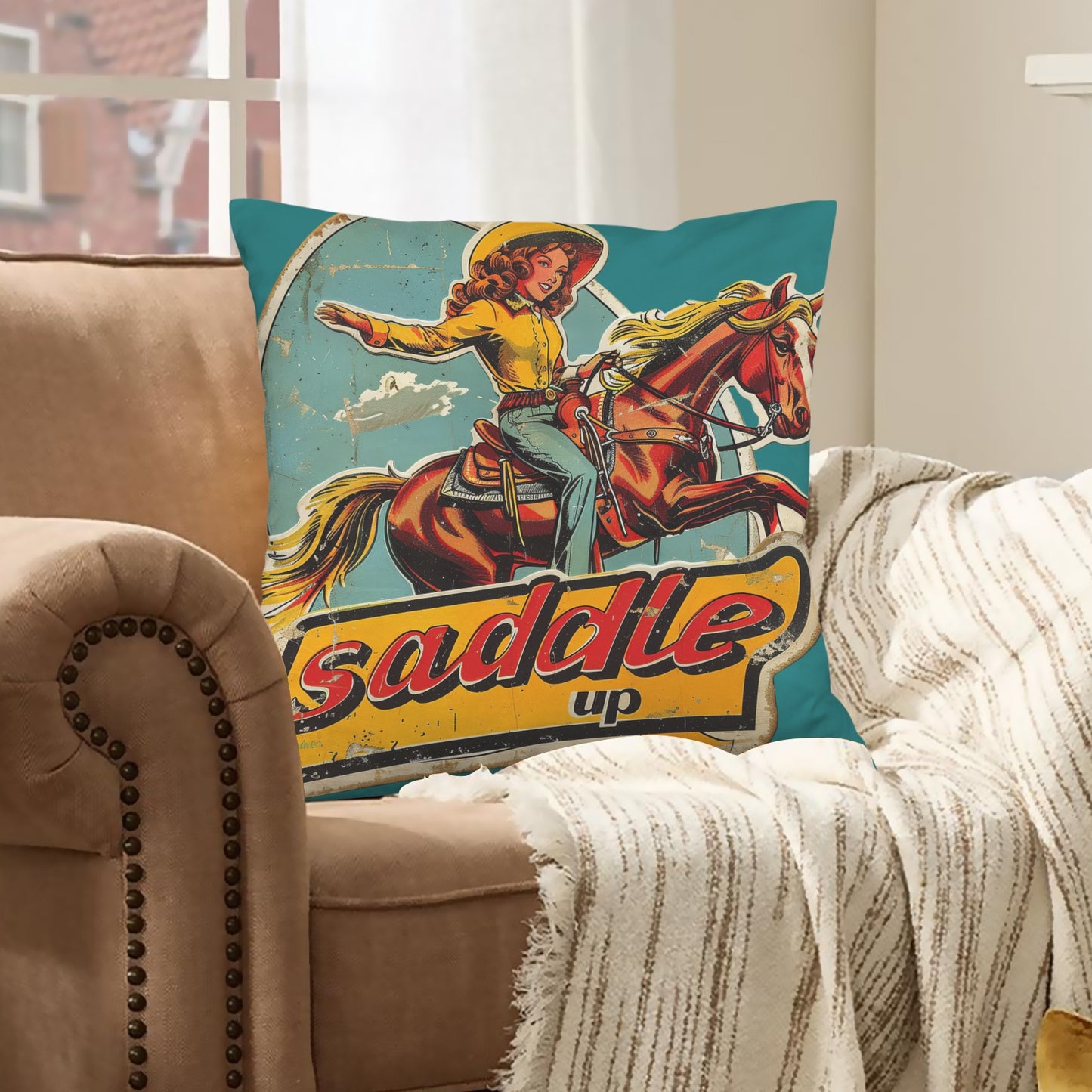 Baha Ranch Saddle Up Velvety Soft Pillow Case Made in America