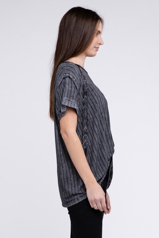 Ribbed Raglan Dolman Sleeve Boat-Neck Top choice of colors