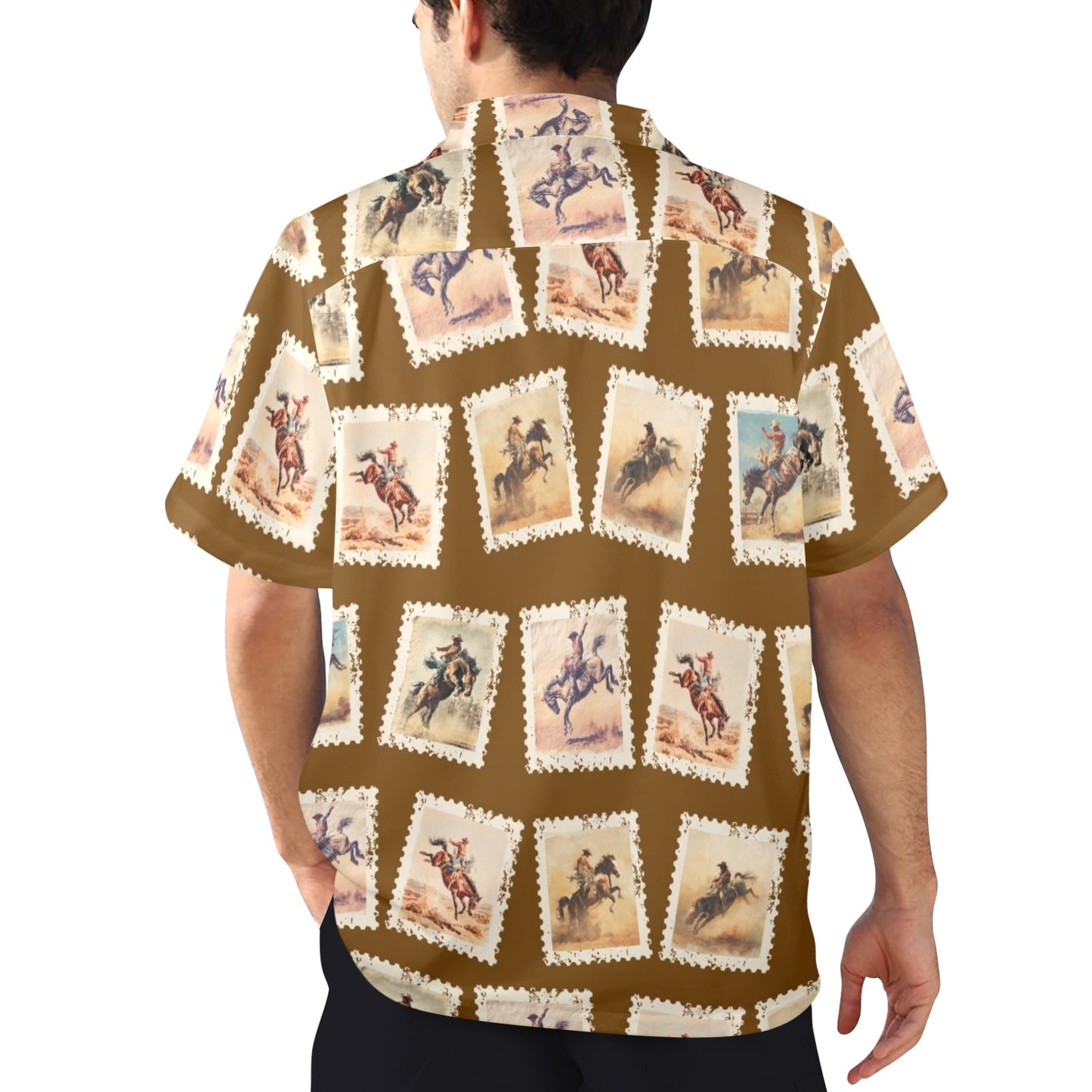Baha Ranch Stamp Rodeo Western Hawaiian Shirt Made in America