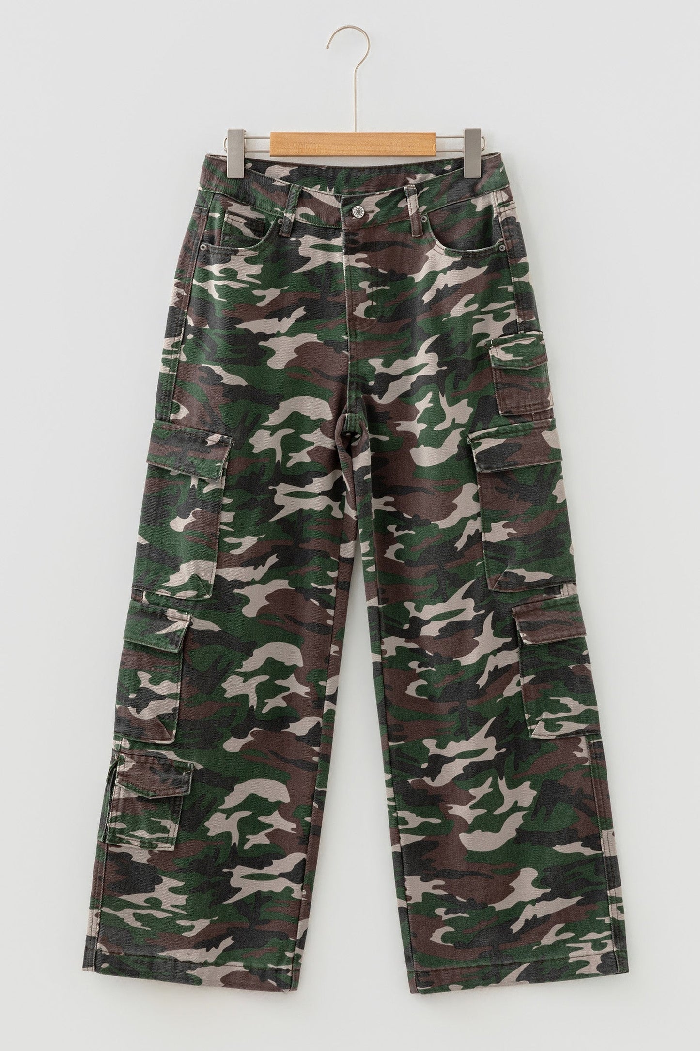 Camo Denim Cargo Wide Leg Pants choice of colors