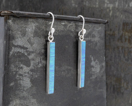 Blue Opal Column Earrings