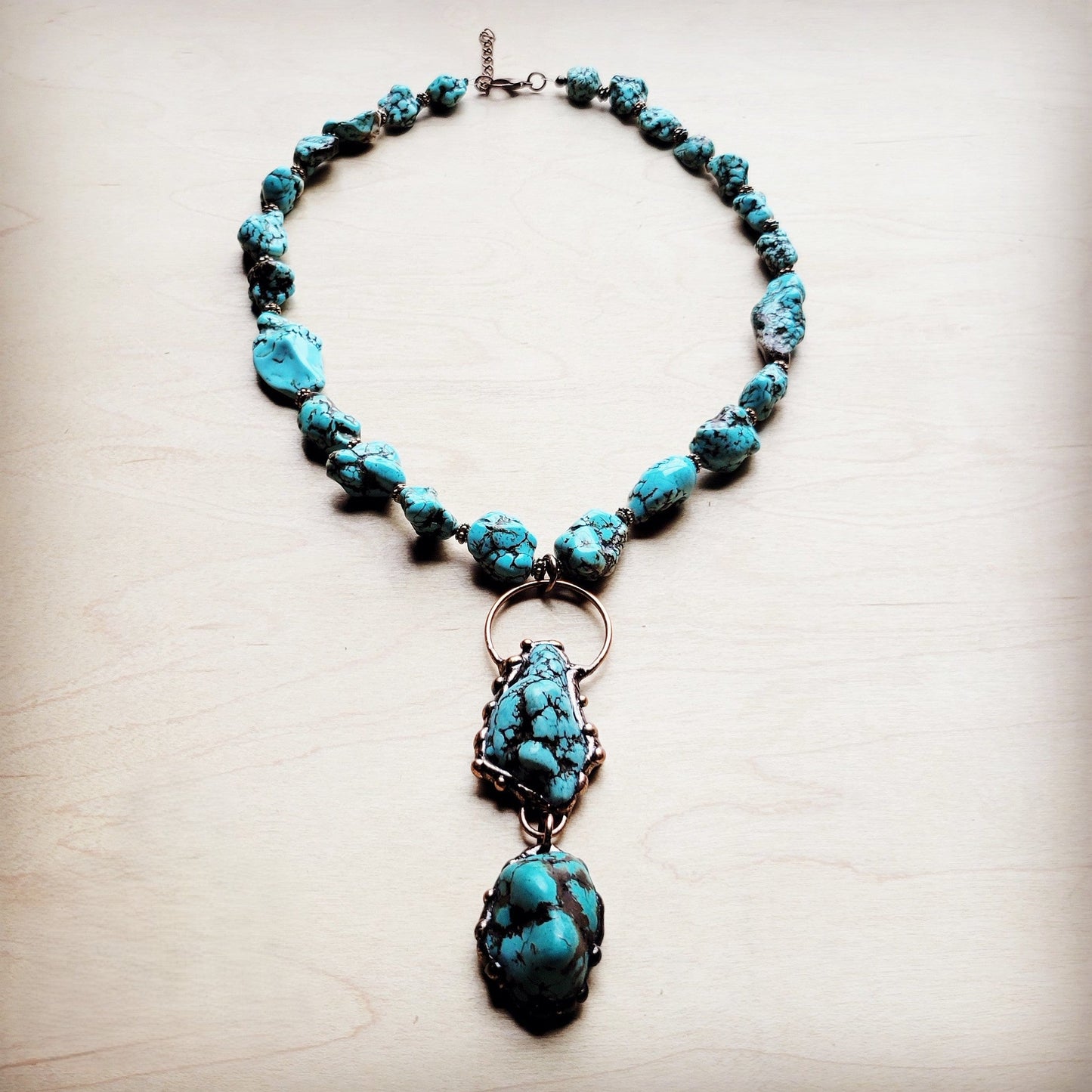 The Jewelry Junkie Blue Turquoise Necklace w/ Soldered Turquoise Pendant 259j