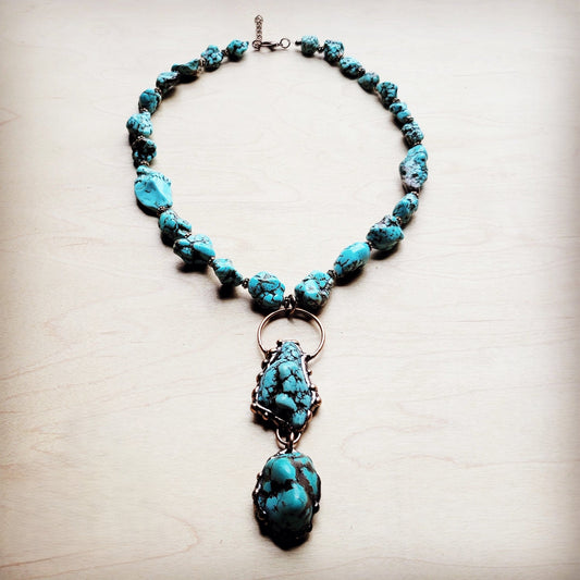 The Jewelry Junkie Blue Turquoise Necklace w/ Soldered Turquoise Pendant 259j