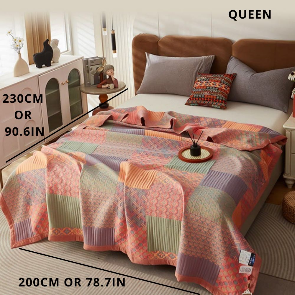 Reversible Colorful Cotton Square Quilt