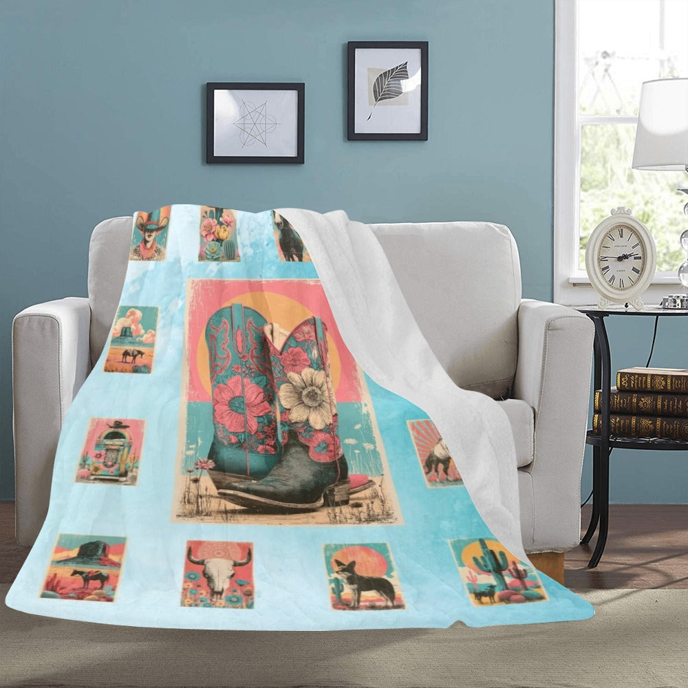 Baha Ranch Country Kickers Blanket 60x80 Ultra-Soft Micro Fleece Made in America