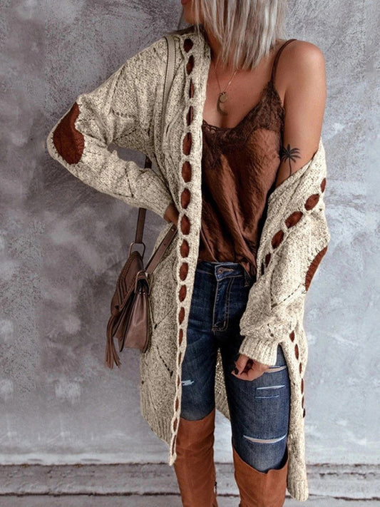 Western Laced Long Sleeve Open Front Hooded Cardigan choice of colors