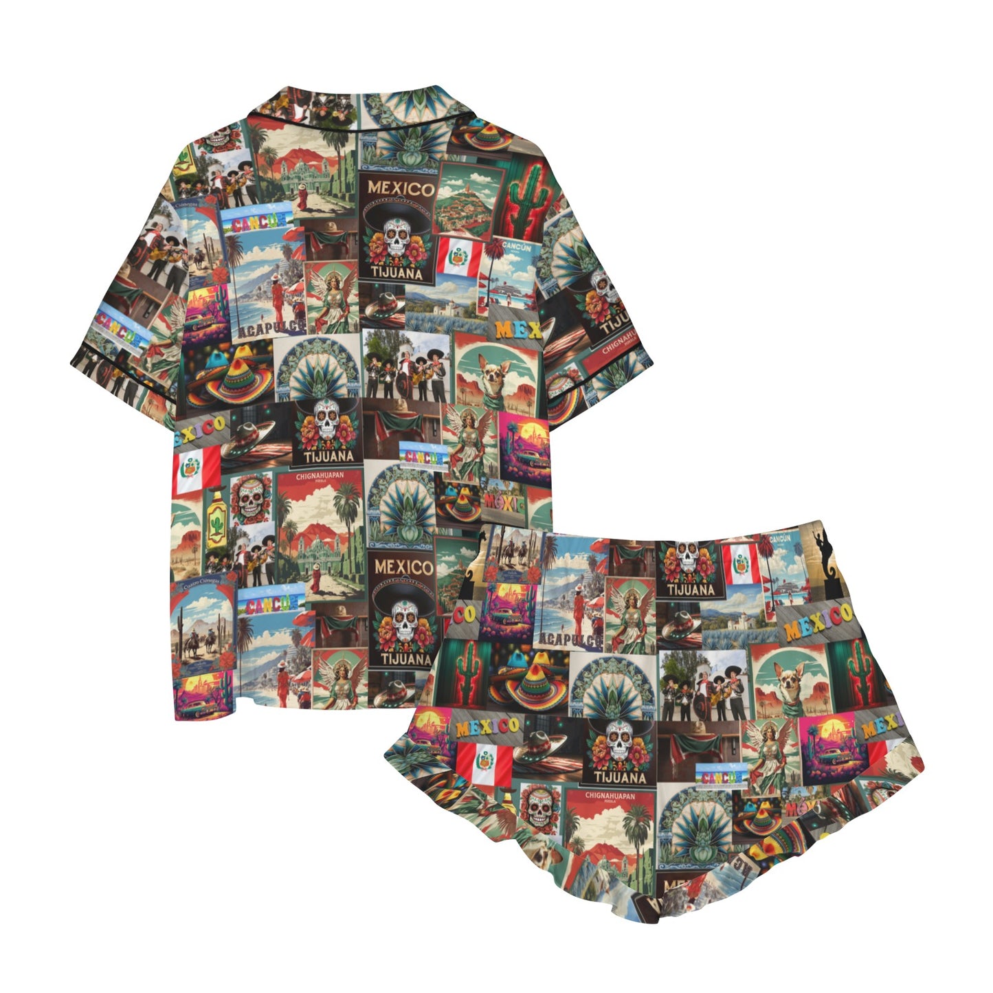 Colores De Mexico Destination Mexico Collage Satin Pajamas