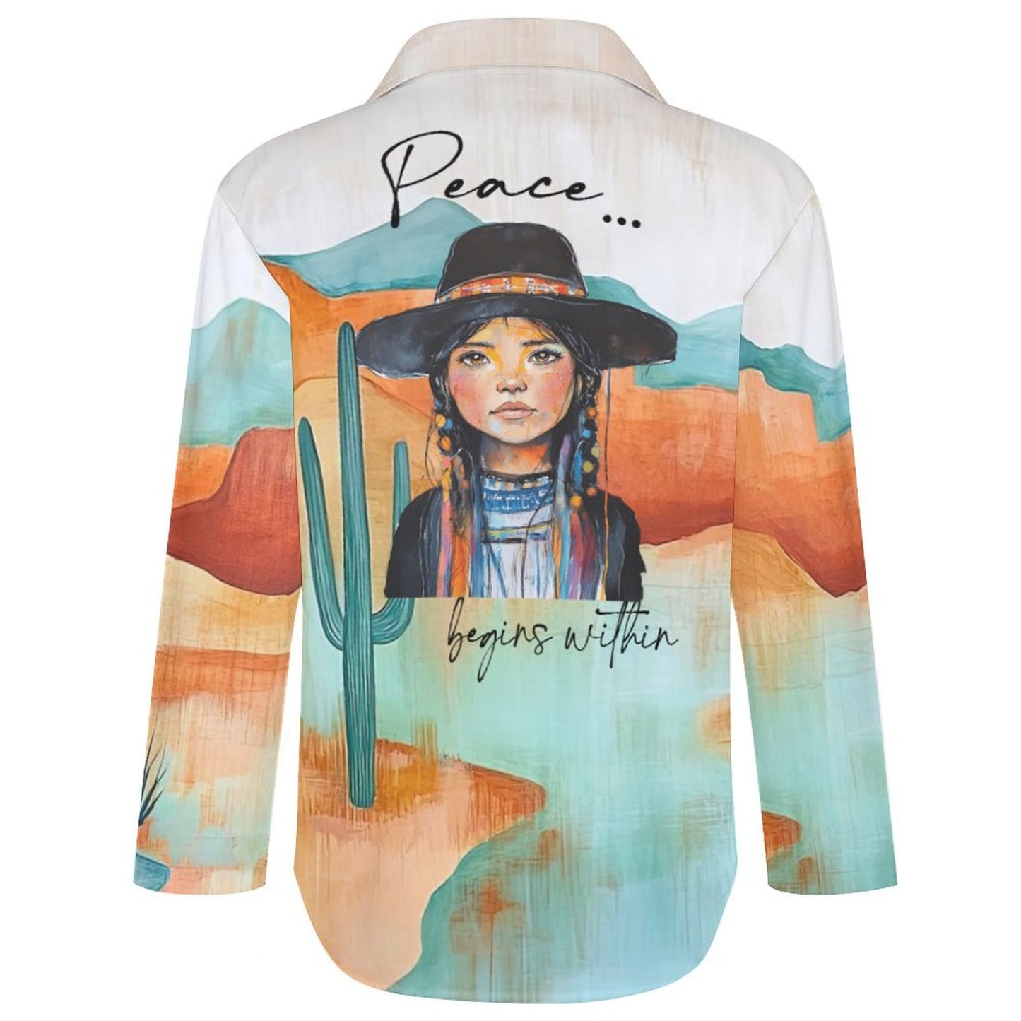 Peace Within Desert Cactus Button Up Blouse