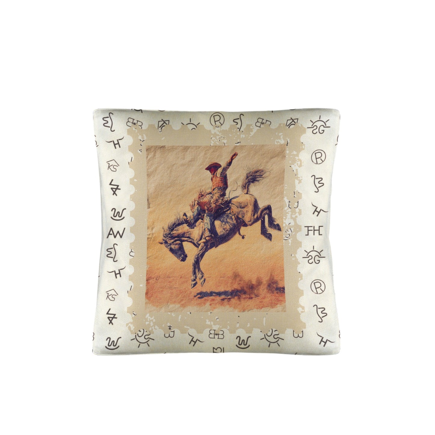 Baha Ranch Vintage Rodeo Stamp Throw Pillow Made in America