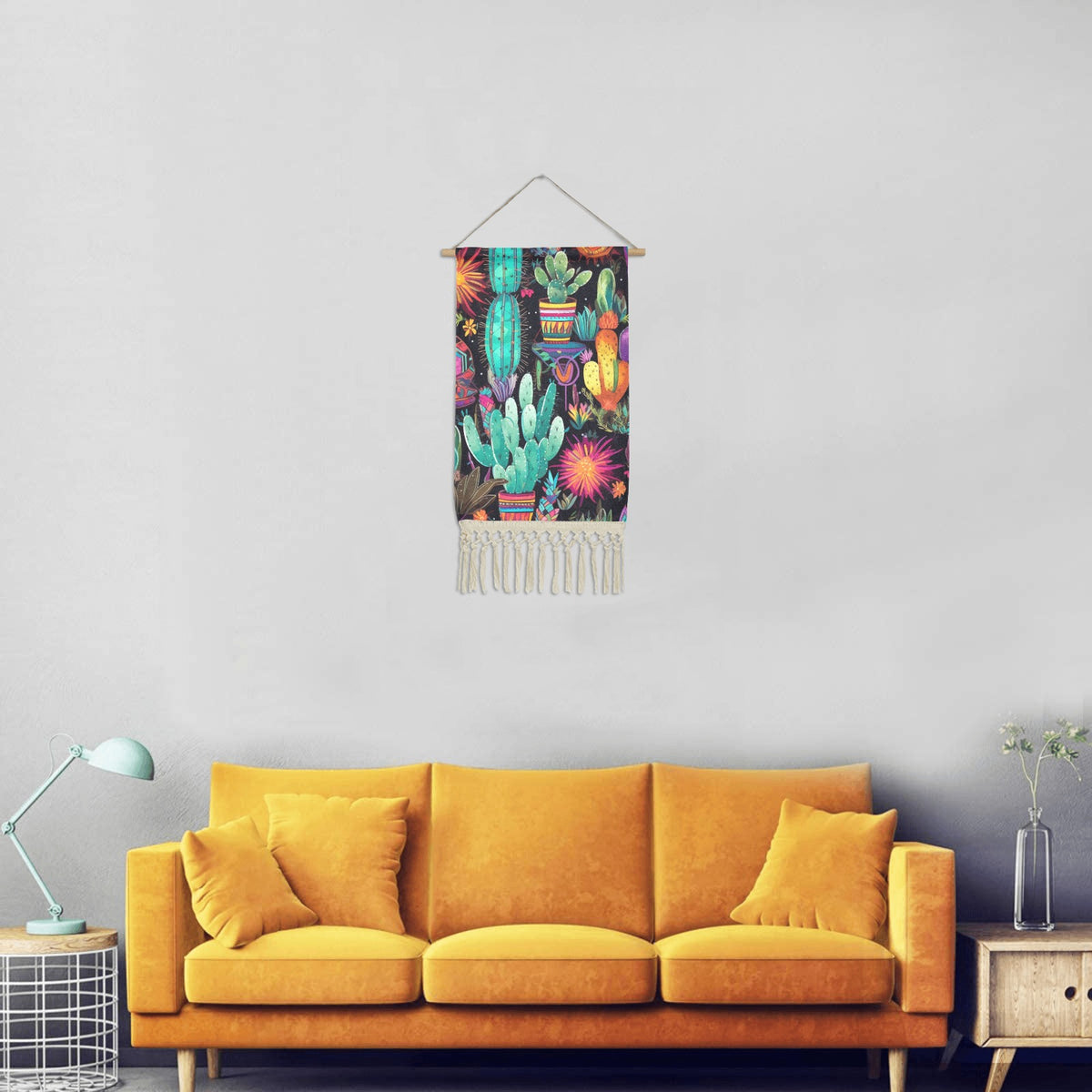 Baha Ranch Cactus Wall Hanging Linen Poster Made in America