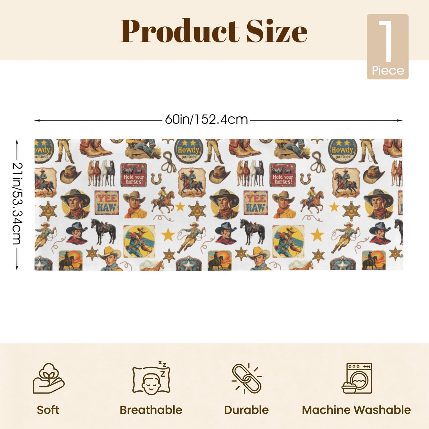 Baha Ranch Vintage Cowboy Body Pillow Cover Made in America