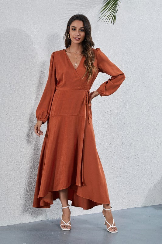 Women's V Neck Long Sleeve Maxi Dress choice of colors