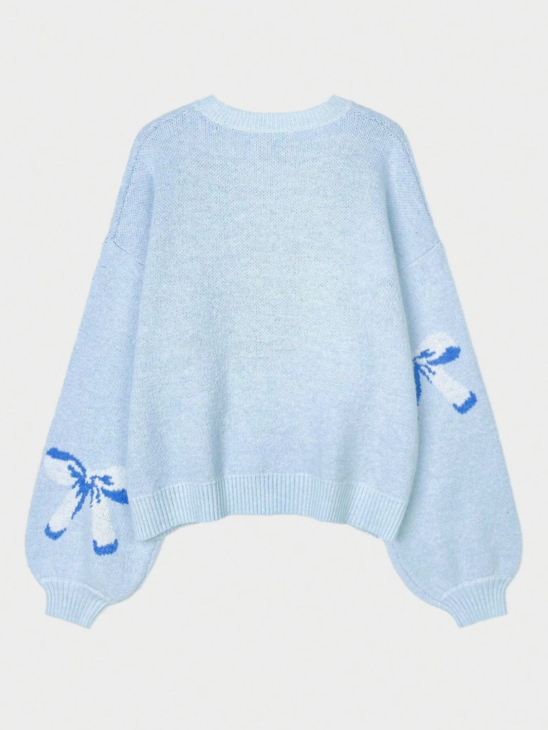 Bow Round Neck Long Sleeve Sweater choice of colors