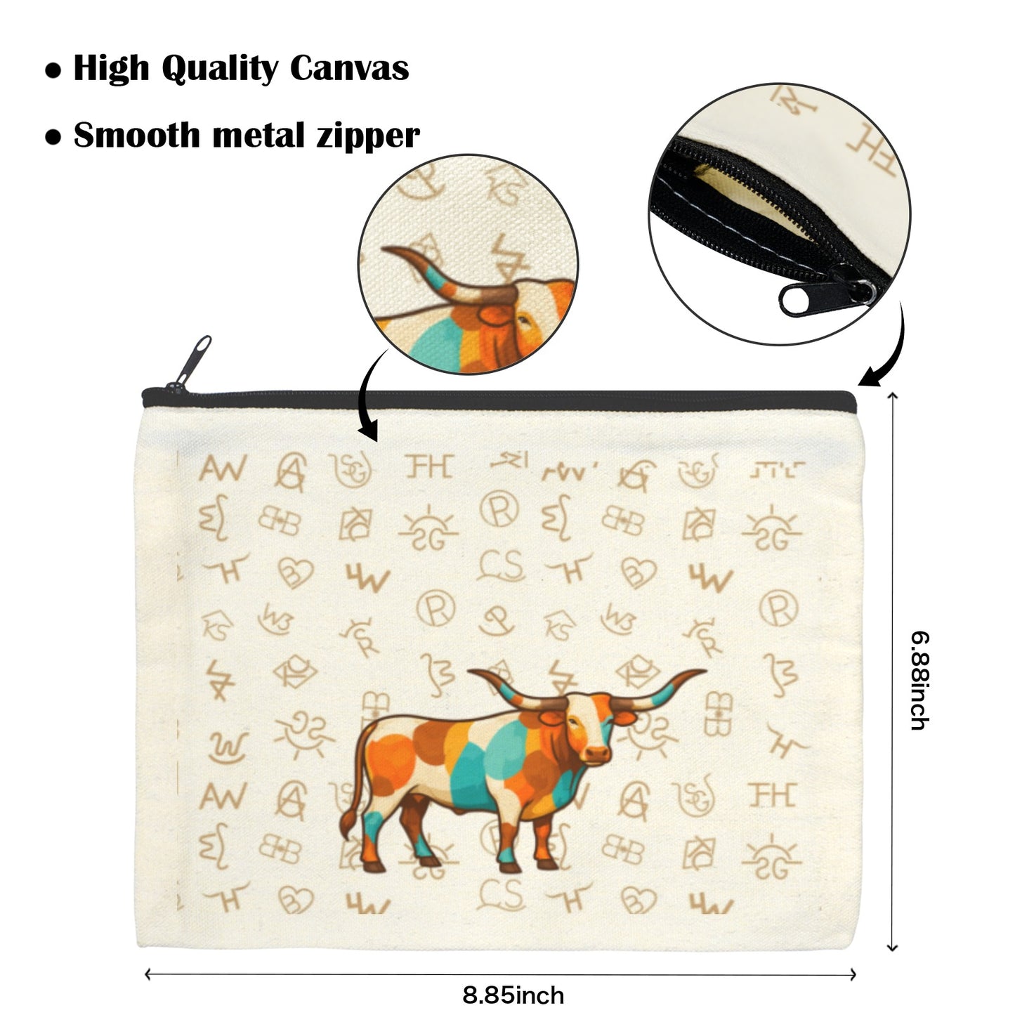 Baha Ranch Brand Longhorn Pack of 5 bags Cosmetic Bag Made in America