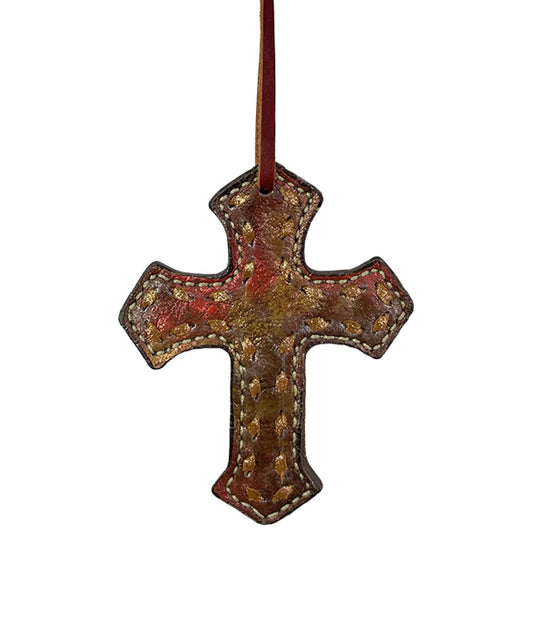 Alamo Saddlery 108-CCM Cross vintage metallic rose dust overlay with copper buckstitch