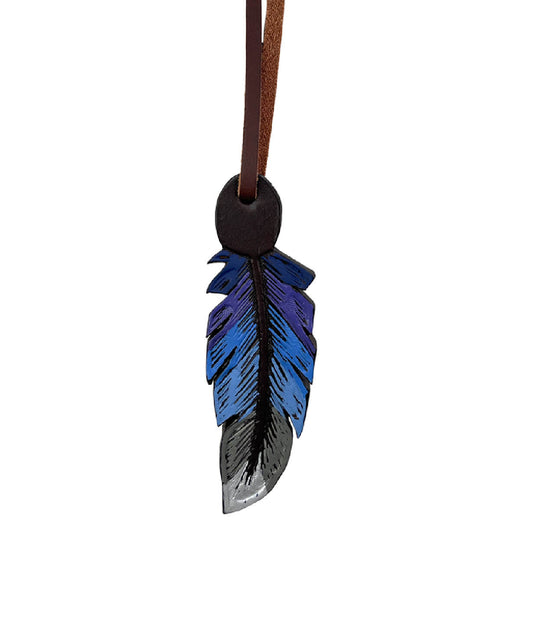 Alamo Saddlery 108-FEATHER Charm chocolate leather multicolored feather