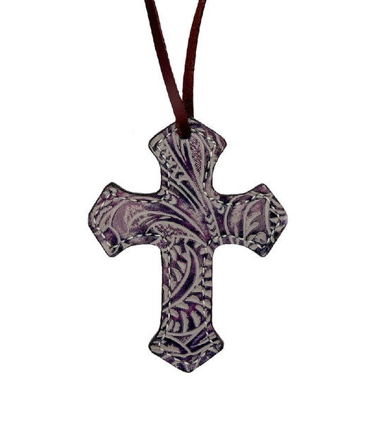 Alamo Saddlery 108-LILAC Cross chocolate leather lilac overlay