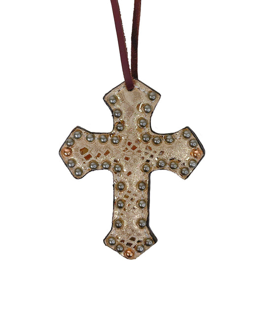 Alamo Saddlery 108-MYSTIC Cross chocolate leather mystic overlay with spots