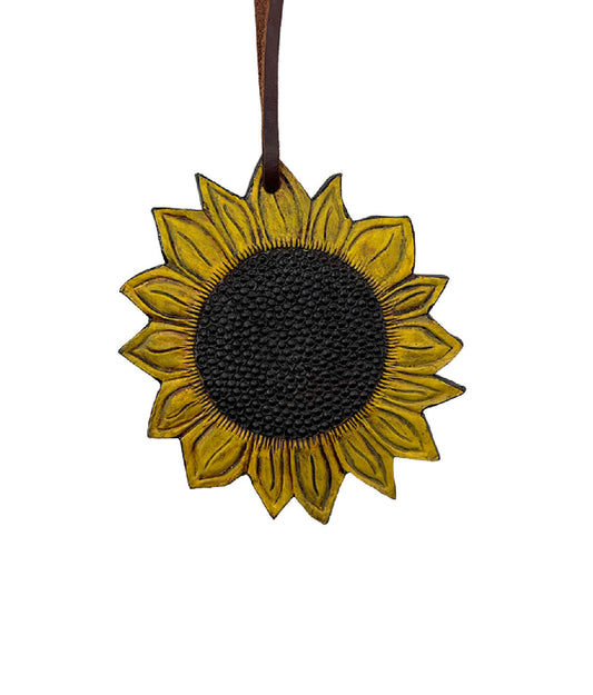Alamo Saddlery 108-SUN Charm golden leather sunflower tooling background paint