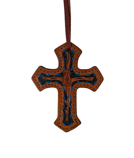 Alamo Saddlery 108-TTBS Cross toast leather TTBS tooling with buckstitch and background paint