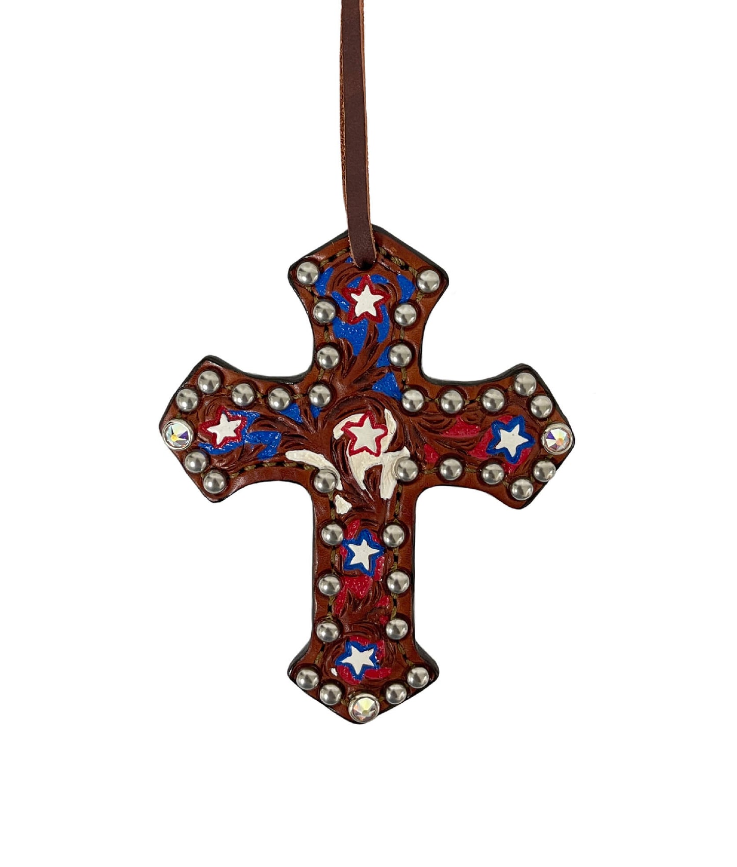 Alamo Saddlery 108-USAJ ross toast leather combo AA and star tooling with background paint, crystals, and spots