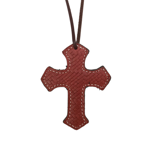 Alamo Saddlery 108-WEAVE Cross toast leather weave overlay