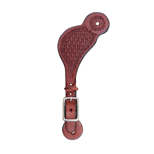 Alamo Saddlery 381-TK Kid's spur straps toast leather basket tooled