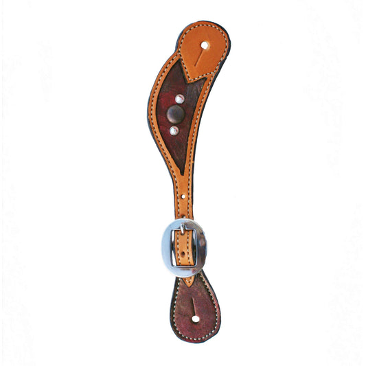 Alamo Saddlery 382-CC Ladies spur straps golden leather vintage metallic rose dust inlay with spots