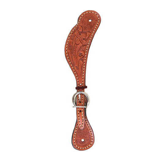 Alamo Saddlery 382-COL Ladies spur straps golden leather colonial tooling