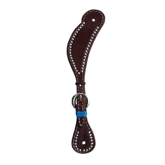 Alamo Saddlery 382-HTP Ladies spur straps heavy oiled chocolate leather with spots