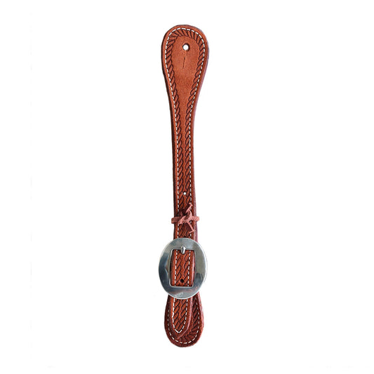 E-387CRPE Elite men's spur straps toast leather rope tooled