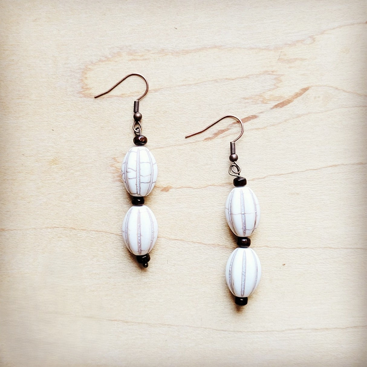 The Jewelry Junkie **White Turquoise Melon Bead Earrings 220y