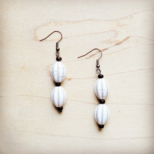 The Jewelry Junkie **White Turquoise Melon Bead Earrings 220y