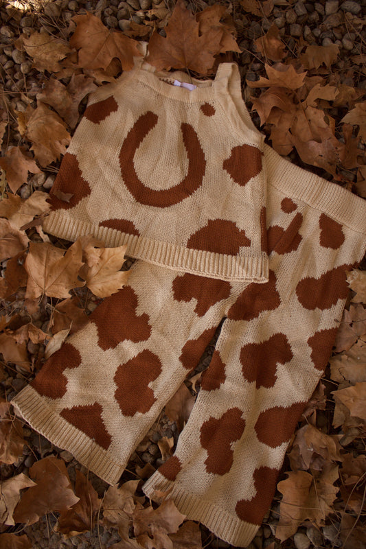 Safe Haven Fall two-piece knit horse shoe toddler girls western autumn fashion